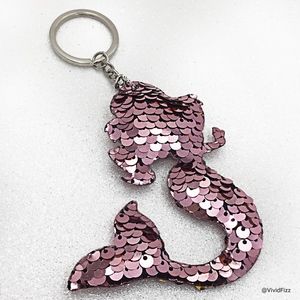 Mermaid Keychain • Light Pink Metallic Sequins